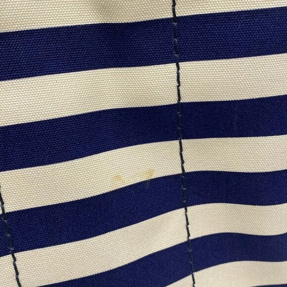 Auth PRADA Canapa B2642B Navy Cream Canvas Tote Bag - Picture 13 of 15